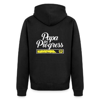 Pregnancy 2023 - Daddy Work in progress - - Unisex Premium Organic Zip Hoodie - black - Back - Nico (187cm)