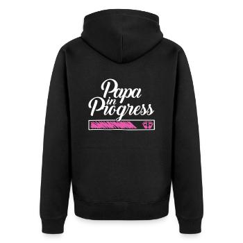 Pregnancy 2023 - Daddy Work in progress - - Unisex Premium Organic Zip Hoodie - black - Back - Nico (187cm)