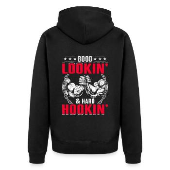 Arm wrestling arm wrestler - Unisex Premium Organic Zip Hoodie - black - Back - Nico (187cm)