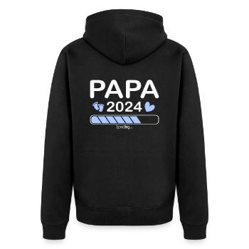 Werdender Vater - Papa 2024 loading - Unisex Premium Bio Zip Hoodie - Schwarz - Hinten - Nico (187cm)