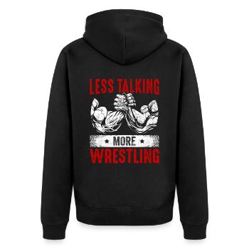 Arm wrestling arm wrestler - Unisex Premium Organic Zip Hoodie - black - Back - Nico (187cm)