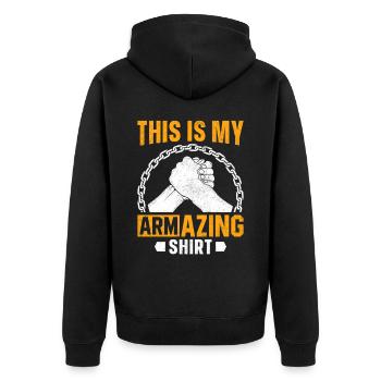 Arm wrestling arm wrestler - Unisex Premium Organic Zip Hoodie - black - Back - Nico (187cm)