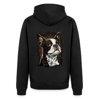 Cute Boston Terrier Dog Breed Pet Lover - Unisex Premium Bio Zip Hoodie - Schwarz - Hinten - Nico (187cm)