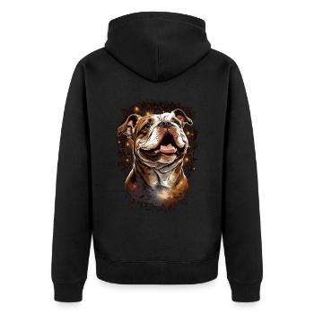 Cute Bulldog Dog Breed Pet Lover - Unisex Premium Organic Zip Hoodie - black - Back - Nico (187cm)