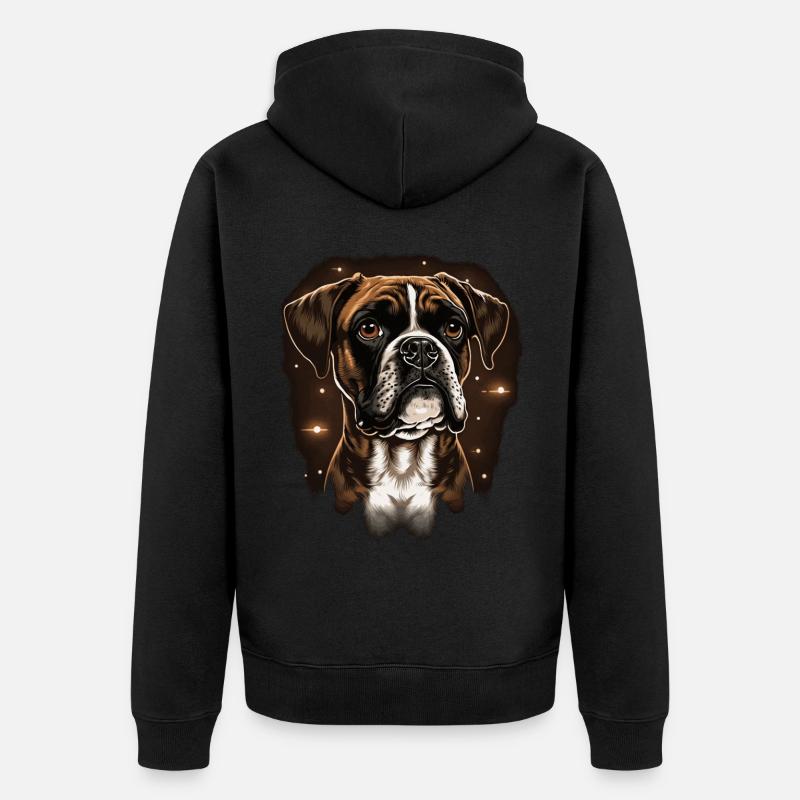 Mignon Boxer Dog Race Pet Lover - Veste à capuche bio Premium Unisexe - noir