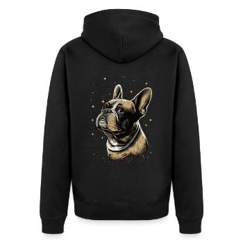 Mignon bouledogue français Frenchie Dog Breed Pet Lover - Veste à capuche bio Premium Unisexe - noir - Dos - Nico (187cm)