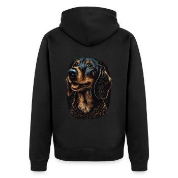 Cute Dachshund Dog Breed Pet Lover - Unisex Premium Bio Zip Hoodie - Schwarz - Hinten - Nico (187cm)