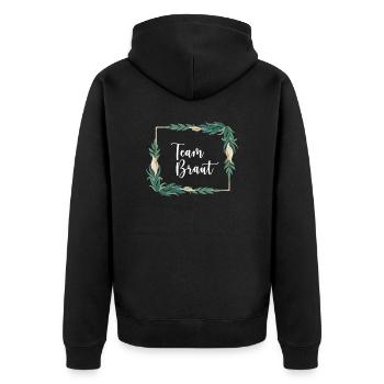 Team Braut I Blumenkranz Hochzeit Boho Stil - Unisex Premium Bio Zip Hoodie - Schwarz - Hinten - Nico (187cm)