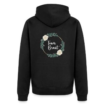 Team Braut I Blumenkranz Hochzeit Boho Stil - Unisex Premium Bio Zip Hoodie - Schwarz - Hinten - Nico (187cm)