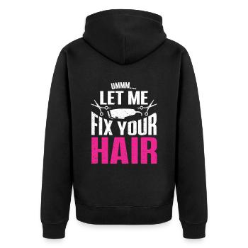 Lustiges Friseur Geschenk Stylist Friseur - Unisex Premium Bio Zip Hoodie - Schwarz - Hinten - Nico (187cm)