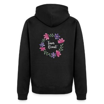 Team Braut I Blumenkranz Hochzeit Boho Stil - Unisex Premium Bio Zip Hoodie - Schwarz - Hinten - Nico (187cm)
