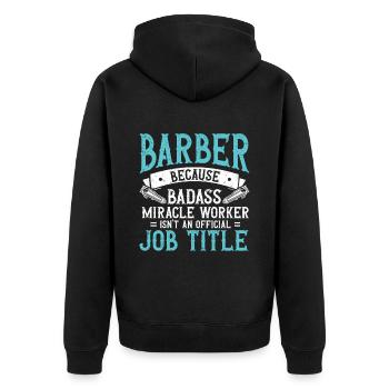 Drôle de coiffeur Cadeau Styliste Coiffeur - Veste à capuche bio Premium Unisexe - noir - Dos - Nico (187cm)