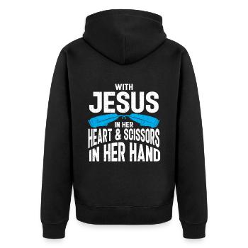 Lustiges Friseur Geschenk Stylist Friseur - Unisex Premium Bio Zip Hoodie - Schwarz - Hinten - Nico (187cm)