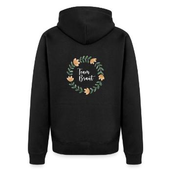 Team Braut I Blumenkranz Hochzeit Boho Stil - Unisex Premium Bio Zip Hoodie - Schwarz - Hinten - Nico (187cm)