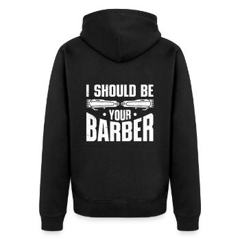 Drôle de coiffeur Cadeau Styliste Coiffeur - Veste à capuche bio Premium Unisexe - noir - Dos - Nico (187cm)