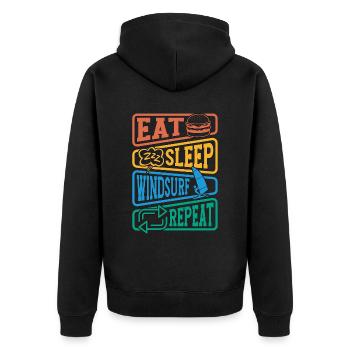 Windsurfing Eat Sleep Windsurf Repeat Water Sports - Unisex Premium Bio Zip Hoodie - Schwarz - Hinten - Nico (187cm)