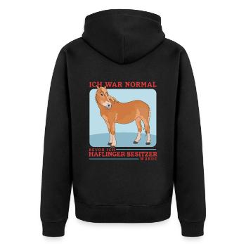 Haflinger Pferde Haffi Pferdebesitzer Geschenk - Unisex Premium Bio Zip Hoodie - Schwarz - Hinten - Nico (187cm)