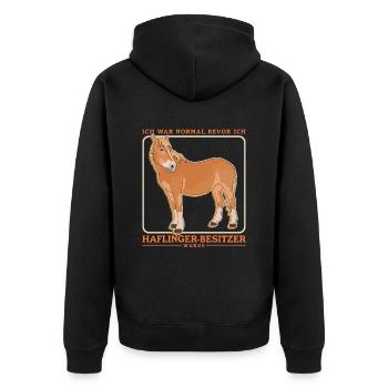 Haflinger Pferde Pferdebesitzer Haffi Geschenk - Unisex Premium Bio Zip Hoodie - Schwarz - Hinten - Nico (187cm)