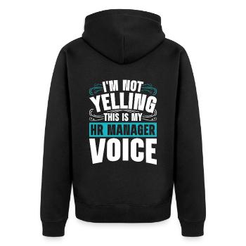 Je ne crie pas que c’est ma voix de responsable des ressources humaines - Veste à capuche bio Premium Unisexe - noir - Dos - Nico (187cm)