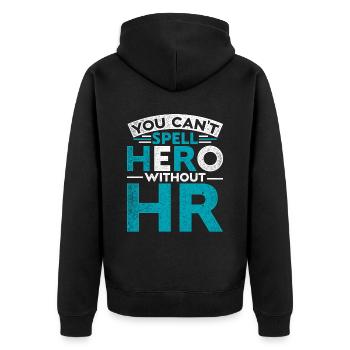 Responsable RH Vous ne pouvez pas épeler héros sans RH - Veste à capuche bio Premium Unisexe - noir - Dos - Nico (187cm)