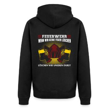 Feuerwehr Bier Jugendfeuerwehr - Unisex Premium Bio Zip Hoodie - Schwarz - Hinten - Nico (187cm)