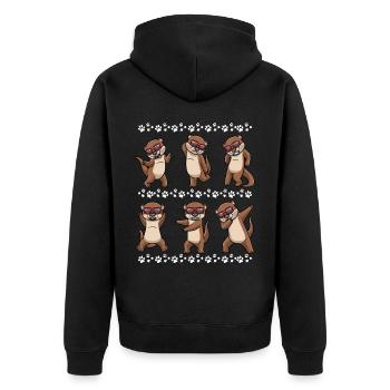 Tanzender Otter Mit Sonnenbrille - Unisex Premium Bio Zip Hoodie - Schwarz - Hinten - Nico (187cm)