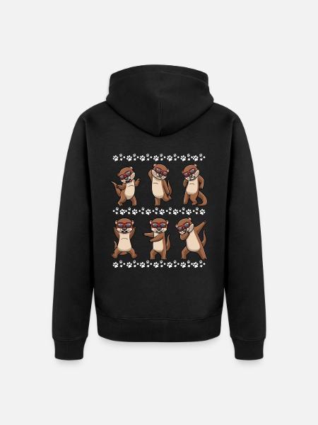 Dancing otter with sunglasses - Unisex Premium Organic Zip Hoodie - black
