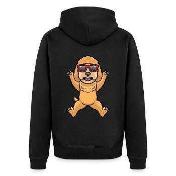 Goldendoodle Hund Mit Sonnenbrille Tanzen - Unisex Premium Bio Zip Hoodie - Schwarz - Hinten - Nico (187cm)