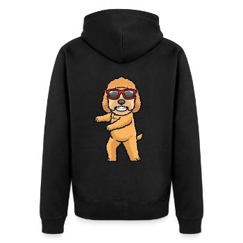 Goldendoodle Hund Mit Sonnenbrille Tanzen - Unisex Premium Bio Zip Hoodie - Schwarz - Hinten - Nico (187cm)