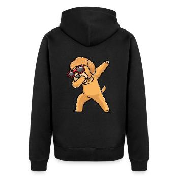 Goldendoodle Hund Mit Sonnenbrille Tanzen - Unisex Premium Bio Zip Hoodie - Schwarz - Hinten - Nico (187cm)