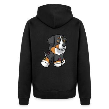 Berner Sennenhund Hund Bouvier Bernois Als - Unisex Premium Bio Zip Hoodie - Schwarz - Hinten - Nico (187cm)