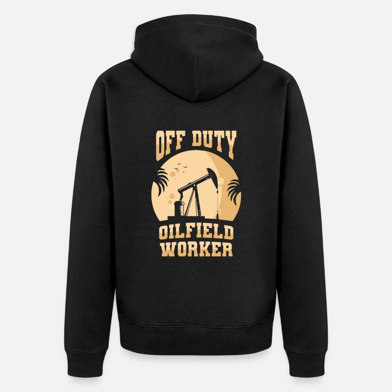Ölfeld Bohrinsel Cool - Unisex Premium Bio Zip Hoodie - Schwarz