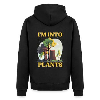 Kernenergie Spruch für Kernenergie - Unisex Premium Bio Zip Hoodie - Schwarz - Hinten - Nico (187cm)