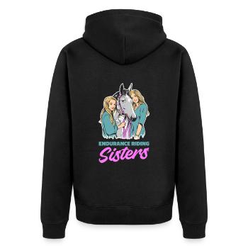 Horse Equestrian Sister Endurance Riding - Unisex Premium Organic Zip Hoodie - black - Back - Nico (187cm)