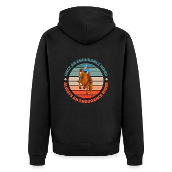 Pferd Reitsport Cool Ausdauerreiten - Unisex Premium Bio Zip Hoodie - Schwarz - Hinten - Nico (187cm)