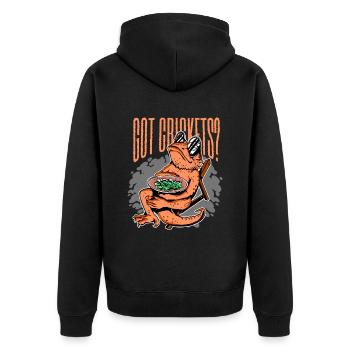 Bartagamen Got Crickets? - Unisex Premium Bio Zip Hoodie - Schwarz - Hinten - Nico (187cm)