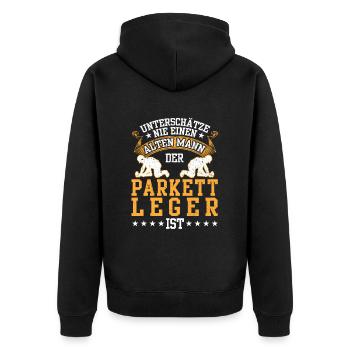 Alter Mann der Parkettleger ist Fußbodenleger - Unisex Premium Bio Zip Hoodie - Schwarz - Hinten - Nico (187cm)