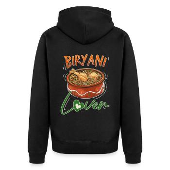 Indisches Essen Feinschmecker, Biryani, Liebhaber, - Unisex Premium Bio Zip Hoodie - Schwarz - Hinten - Nico (187cm)