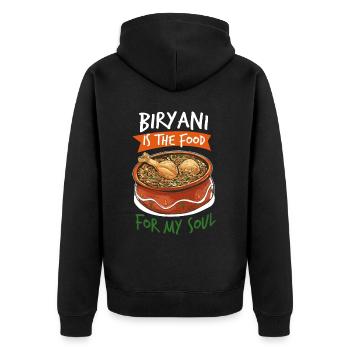 Indisches Essen Feinschmecker, Biryani, Liebhaber, - Unisex Premium Bio Zip Hoodie - Schwarz - Hinten - Nico (187cm)
