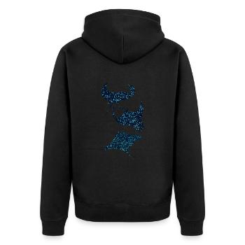 Mantarochen Manta Ray - Unisex Premium Bio Zip Hoodie - Schwarz - Hinten - Nico (187cm)