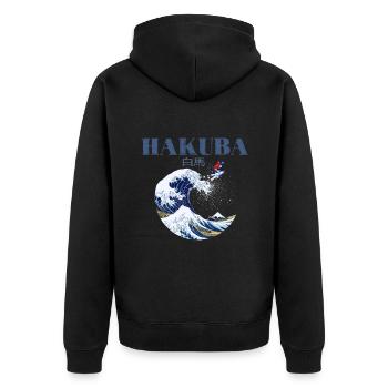 HAKUBA skis, ancient Japanese art HAKUBA skis - Unisex Premium Organic Zip Hoodie - black - Back - Nico (187cm)
