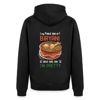 Indisches Essen Feinschmecker, Biryani, Liebhaber, - Unisex Premium Bio Zip Hoodie - Schwarz - Hinten - Nico (187cm)