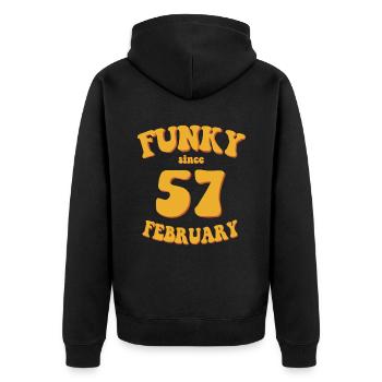 Funky Birthday: February 1957 - Flower Power - Unisex Premium Organic Zip Hoodie - black - Back - Nico (187cm)