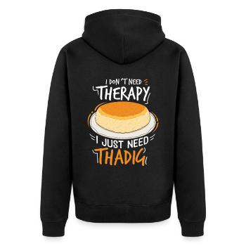 Thadig Food Lover Gifts - Unisex Premium Organic Zip Hoodie - black - Back - Nico (187cm)