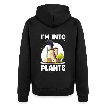 Kernenergie Design für Erneuerbare Kernenergie - Unisex Premium Bio Zip Hoodie - Schwarz - Hinten - Nico (187cm)