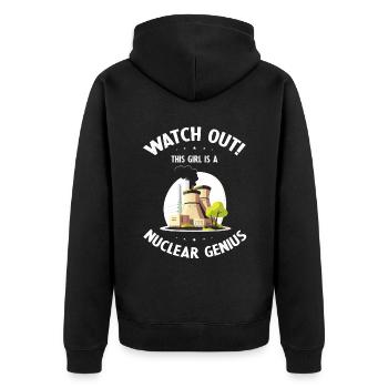 Nuklearingenieur für Kernkraftwerk und Kernenergie - Unisex Premium Bio Zip Hoodie - Schwarz - Hinten - Nico (187cm)