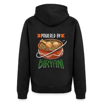 Indisches Essen Feinschmecker, Biryani, Liebhaber, - Unisex Premium Bio Zip Hoodie - Schwarz - Hinten - Nico (187cm)