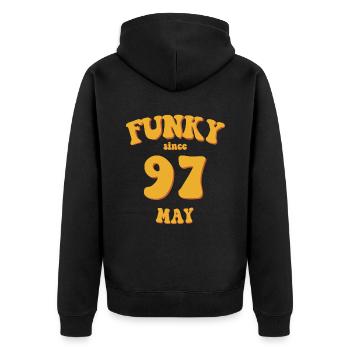 Funky Birthday: May 1997 - Flower Power - Unisex Premium Organic Zip Hoodie - black - Back - Nico (187cm)