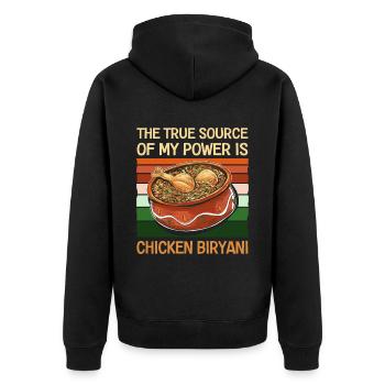 Foodies indiens, Biryani, Amoureux, - Veste à capuche bio Premium Unisexe - noir - Dos - Nico (187cm)