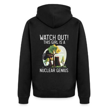 Kernenergie Spruch für Kernenergie - Unisex Premium Bio Zip Hoodie - Schwarz - Hinten - Nico (187cm)